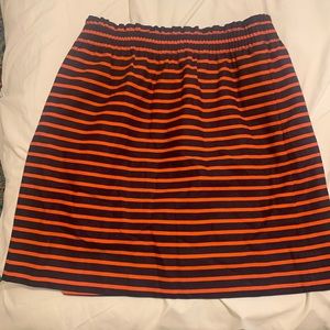 J. Crew Factory Navy/redorange striped Mini Skirt